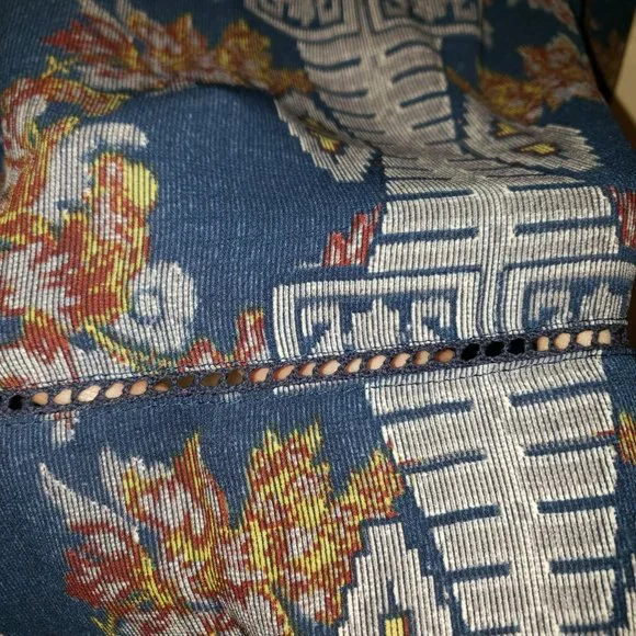 Cold shoulder long sleeve denim colored women's blouse - Picture 5 of 5